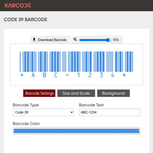 Code 39 Barcode Generator