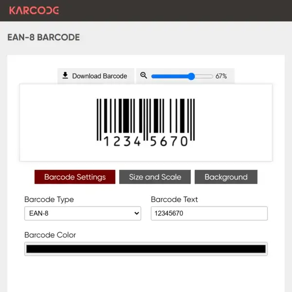 EAN-8 Barcode Generator